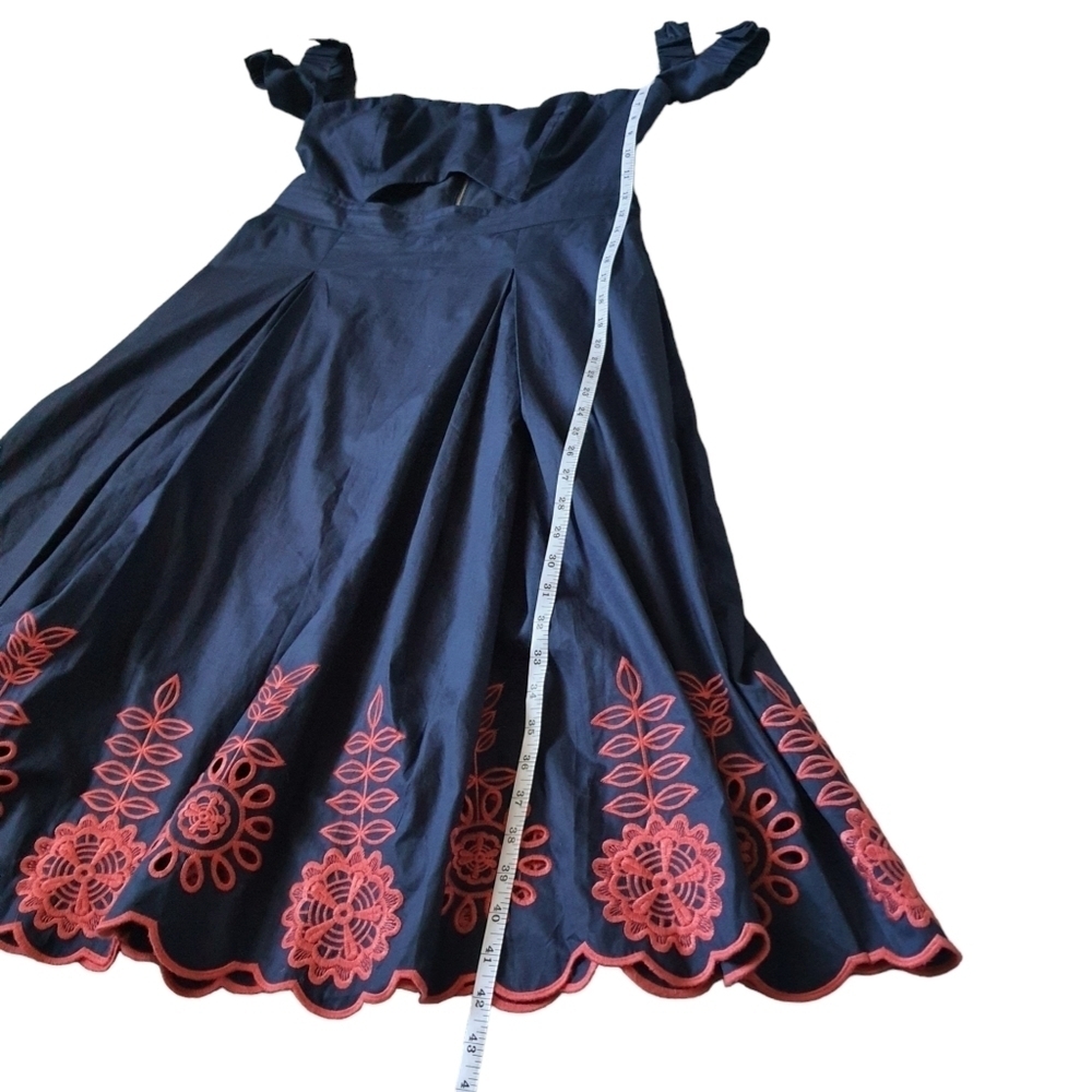 Rachel Roy Embroidered Eyelet Dress Womens 10 Cutout Peakaboo Sweetheart Blue - Picture 9 of 10
